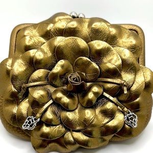 Brighton Gold Leather crossbody Rosalie LG. Coin Purse.